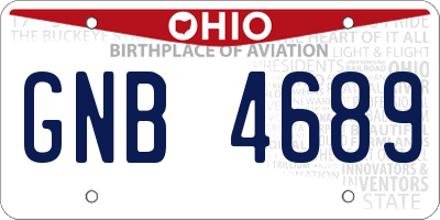 OH license plate GNB4689