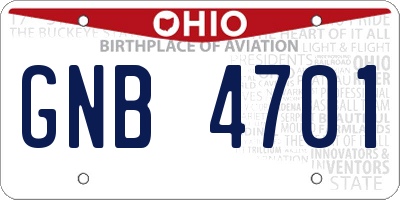 OH license plate GNB4701