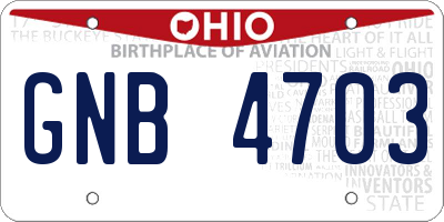 OH license plate GNB4703