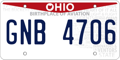 OH license plate GNB4706