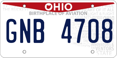 OH license plate GNB4708