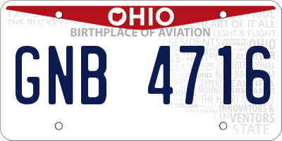 OH license plate GNB4716