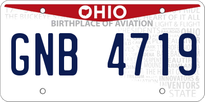 OH license plate GNB4719