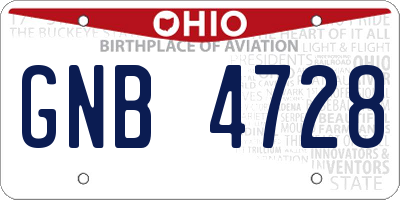 OH license plate GNB4728