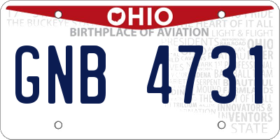 OH license plate GNB4731