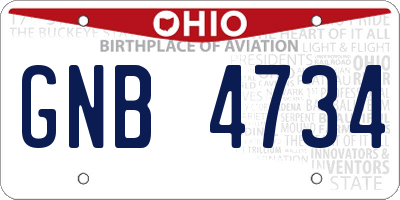 OH license plate GNB4734