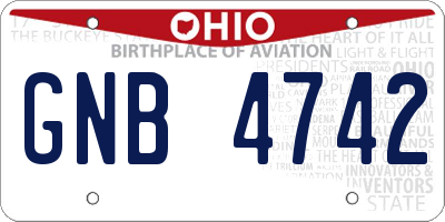 OH license plate GNB4742