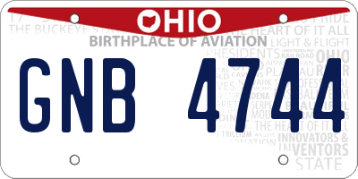 OH license plate GNB4744
