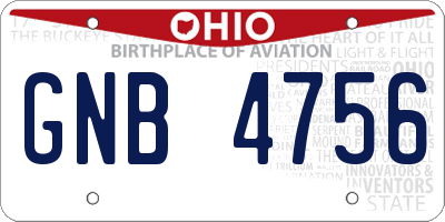 OH license plate GNB4756