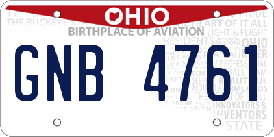 OH license plate GNB4761