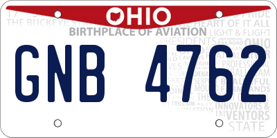 OH license plate GNB4762