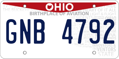 OH license plate GNB4792