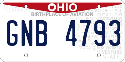 OH license plate GNB4793