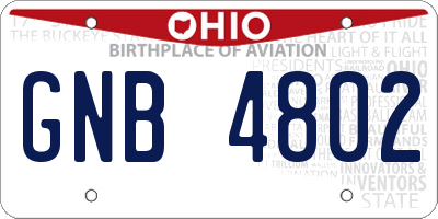 OH license plate GNB4802