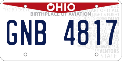 OH license plate GNB4817
