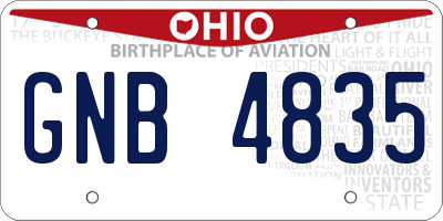 OH license plate GNB4835