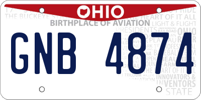 OH license plate GNB4874
