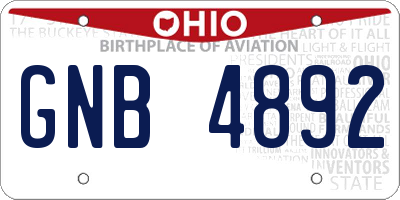 OH license plate GNB4892