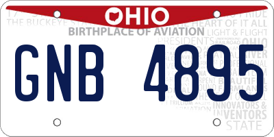 OH license plate GNB4895