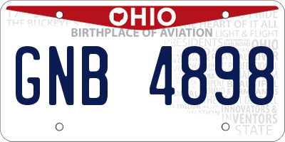 OH license plate GNB4898
