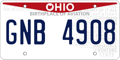 OH license plate GNB4908
