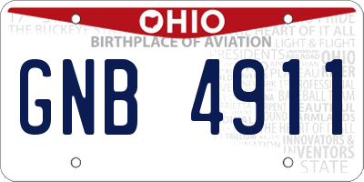 OH license plate GNB4911