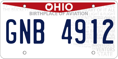 OH license plate GNB4912
