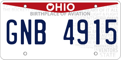 OH license plate GNB4915