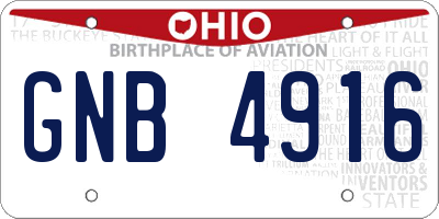 OH license plate GNB4916