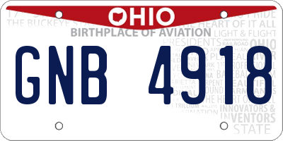 OH license plate GNB4918