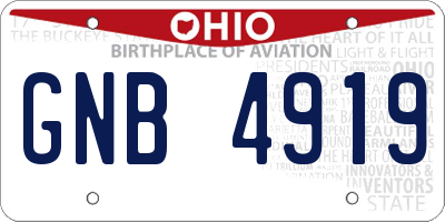 OH license plate GNB4919