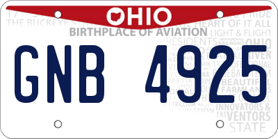 OH license plate GNB4925