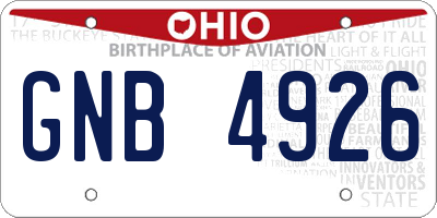 OH license plate GNB4926