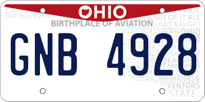OH license plate GNB4928