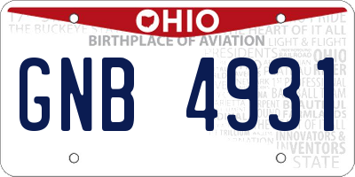OH license plate GNB4931
