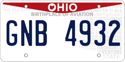 OH license plate GNB4932