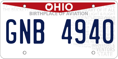 OH license plate GNB4940