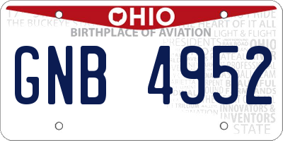 OH license plate GNB4952