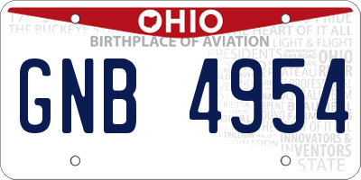 OH license plate GNB4954