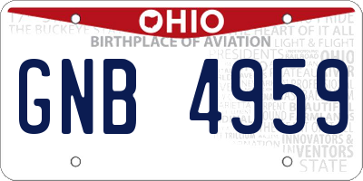 OH license plate GNB4959