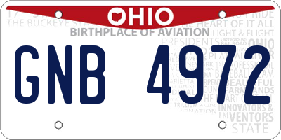 OH license plate GNB4972