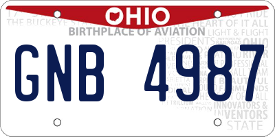 OH license plate GNB4987