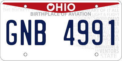 OH license plate GNB4991