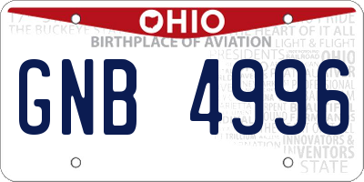 OH license plate GNB4996
