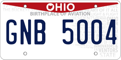 OH license plate GNB5004