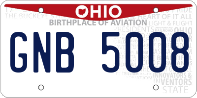 OH license plate GNB5008