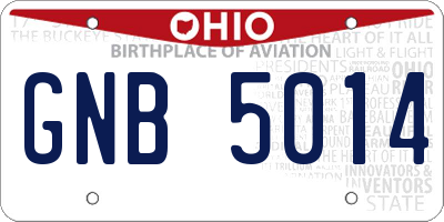 OH license plate GNB5014
