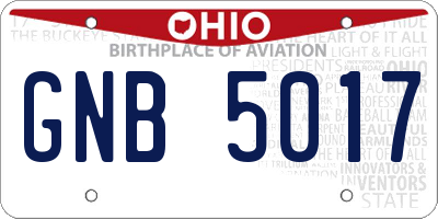 OH license plate GNB5017