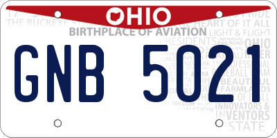 OH license plate GNB5021