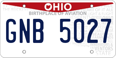 OH license plate GNB5027
